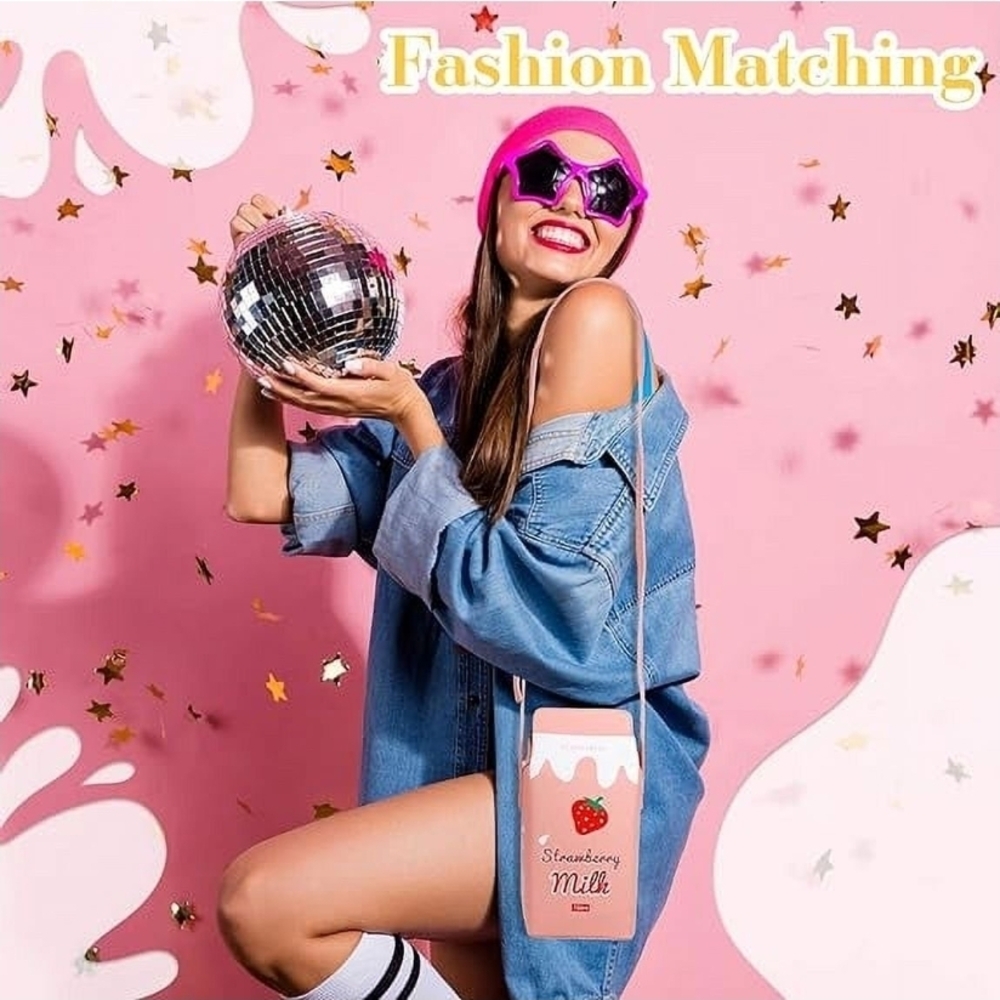 4/$15 Strawberry Milk Crossbody Bag Purse Tote